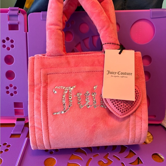 Juicy Couture Coral Mini Bag with Rhinestone Detail - Picture 2 of 5